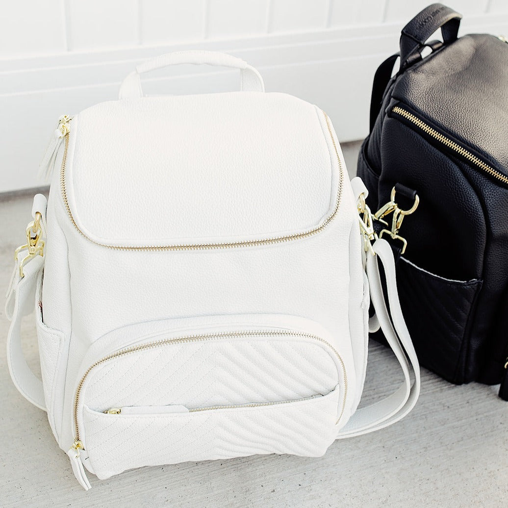 White leather diaper sales bag